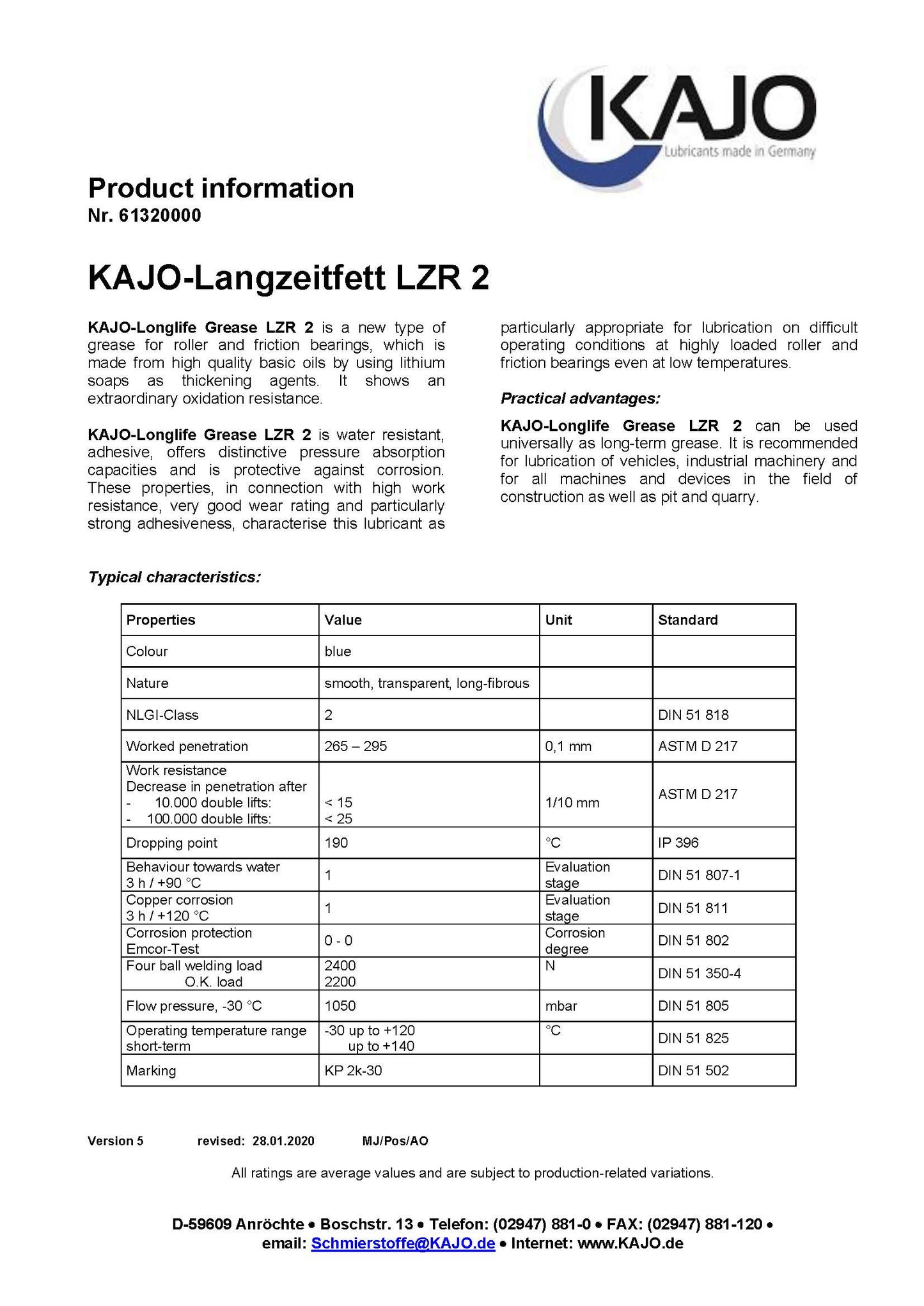 Kajo LZR2 400g Longlife Blue Grease (Box Qty 24)