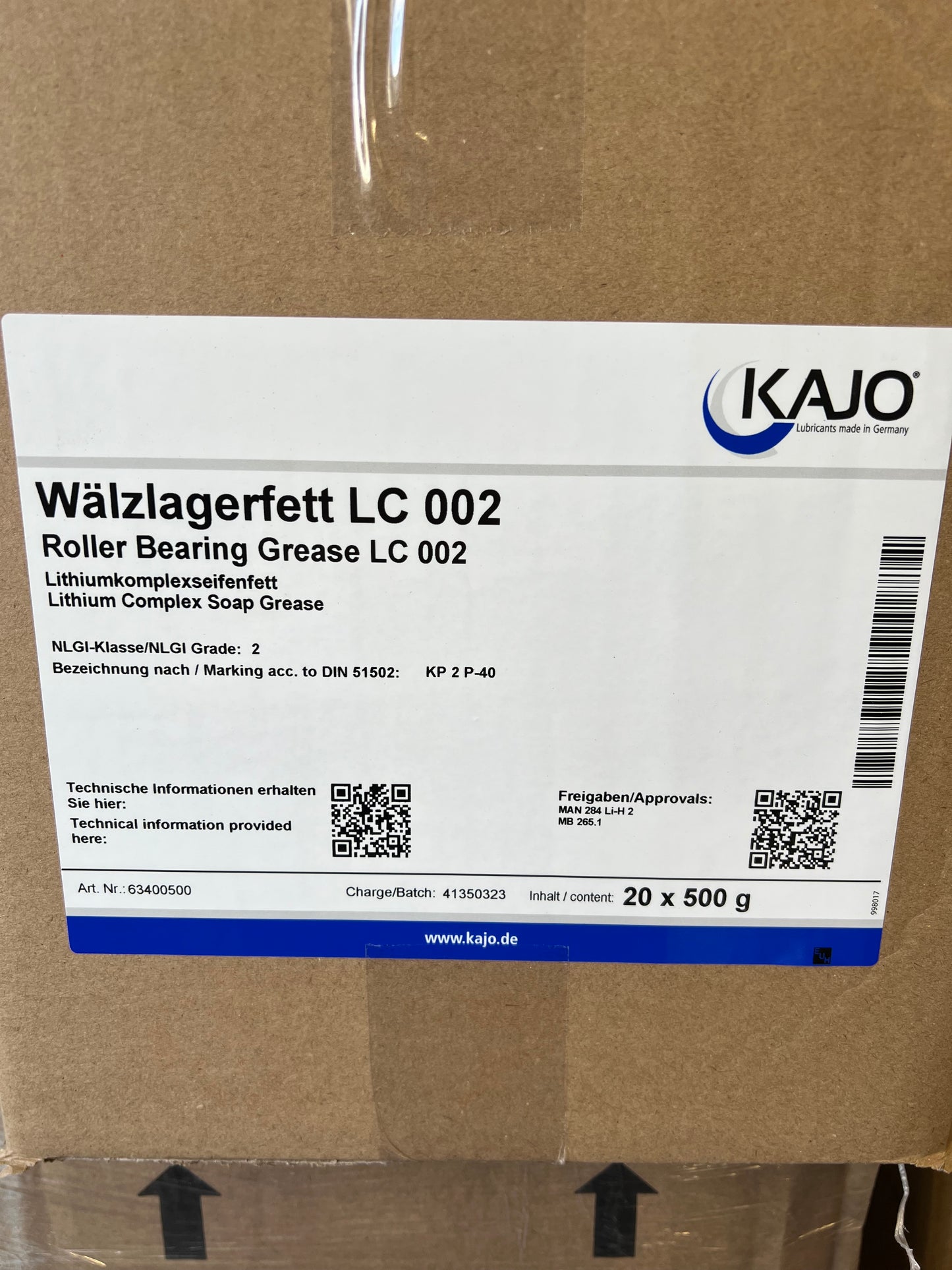 Kajo LC002 500g High Temp Bearing Grease (Box Qty 20)